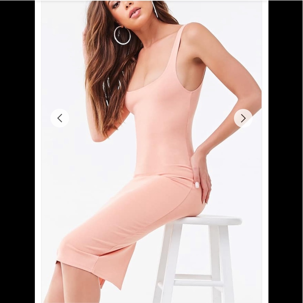 Forever 21 bodycon midi dress pink Small NEW - Picture 7 of 8